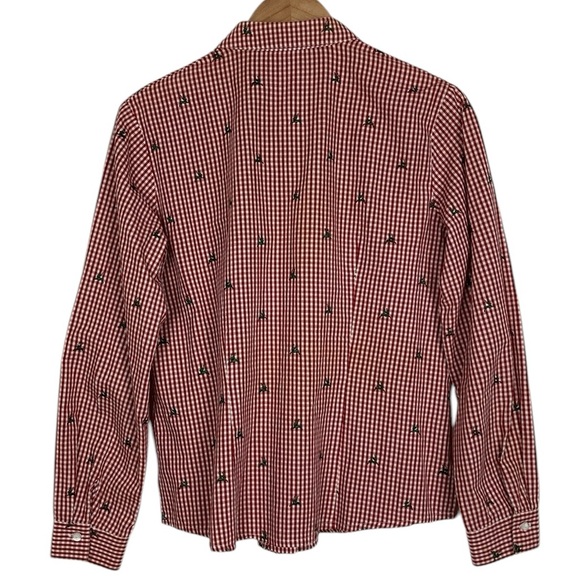 h. moser Salzberg Red Gingham Reindeer Button Front Shirt, Size EU 42/L - Picture 7 of 12